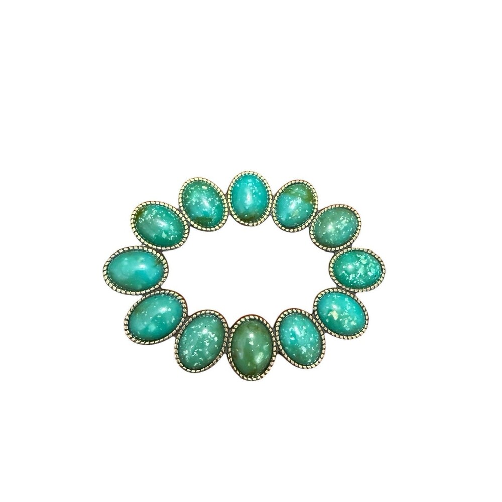 Boho Faux Turquoise Stone Statement Belt Brown Woven Leather Wide Western Belt - Picture 3 of 9